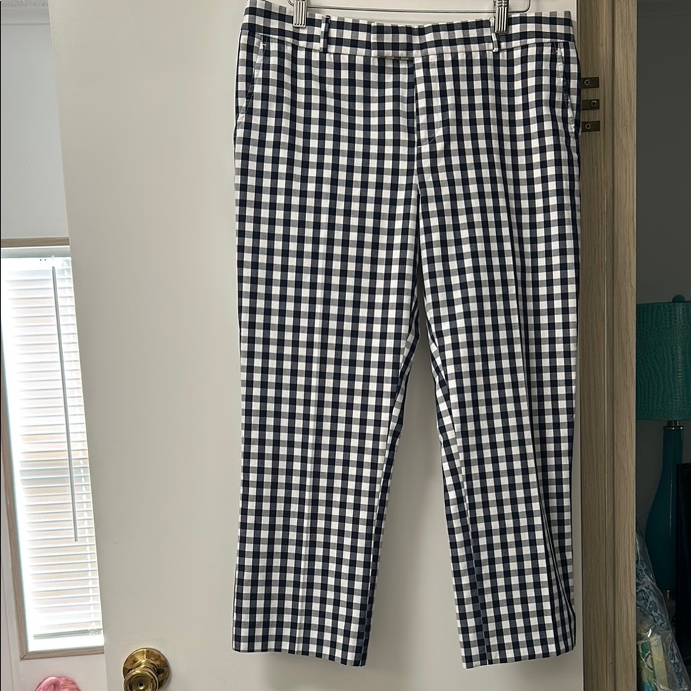 Navy/white gingham cropped pants